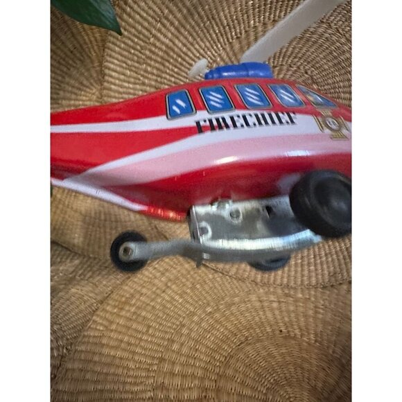 Fire Chief Fire Department Helicopter , Vintage Windup metal Toy - Picture 10 of 11